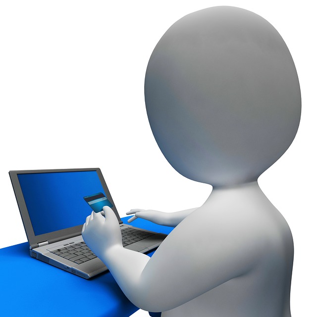 computer generated representation of person typing info into a computer