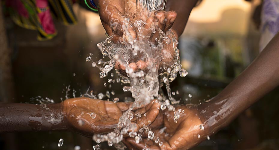 hands under a running tap