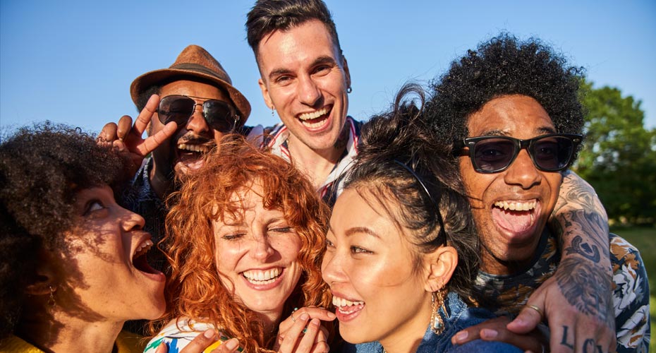 A happy group of young people